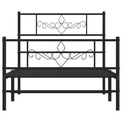 vidaXL Metal Bed Frame without Mattress with Footboard Black 100x190 cm