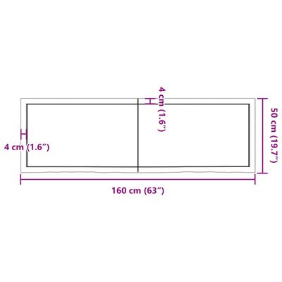 vidaXL Bathroom Countertop 160x50x(2-4) cm Untreated Solid Wood