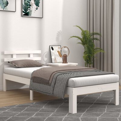 vidaXL Bed Frame without Mattress White Solid Wood 100x200 cm