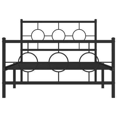 vidaXL Metal Bed Frame without Mattress with Footboard Black 107x203 cm