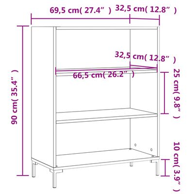 vidaXL Bookcase Sonoma Oak 69.5x32.5x90 cm Engineered Wood