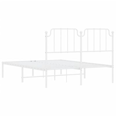 vidaXL Metal Bed Frame without Mattress with Headboard White 140x200 cm