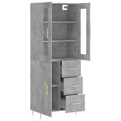 vidaXL Highboard Concrete Grey 69.5x34x180 cm Engineered Wood