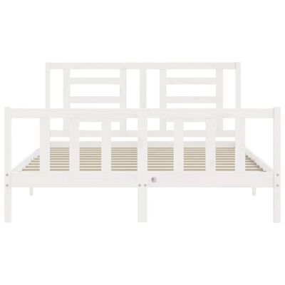 vidaXL Bed Frame without Mattress White King Size Solid Wood Pine