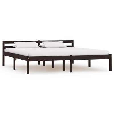 vidaXL Bed Frame without Mattress Dark Brown Solid Pine Wood 160x200 cm