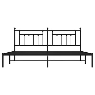 vidaXL Metal Bed Frame without Mattress with Headboard Black 193x203 cm