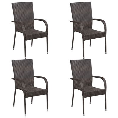 vidaXL 5 Piece Garden Dining Set Brown Poly Rattan