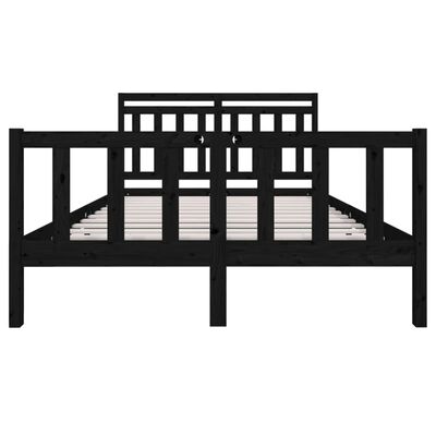 vidaXL Bed Frame without Mattress Black Solid Wood 140x190 cm (810066+814098)