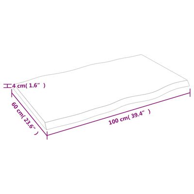 vidaXL Table Top 100x60x(2-4) cm Untreated Solid Wood Live Edge