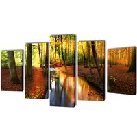 Canvas Wall Print Set Forest 100 x 50 cm