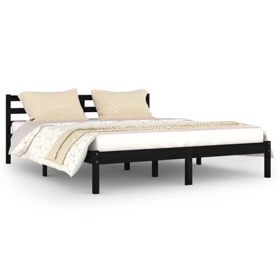 vidaXL Bed Frame without Mattress Solid Wood Pine 160x200 cm Black