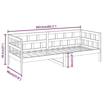 vidaXL Day Bed without Mattress Grey Solid Wood Pine 90x200 cm