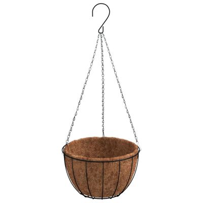 vidaXL Hanging Planters 4 pcs with Coco Liners Black Ø 40x63 cm Steel