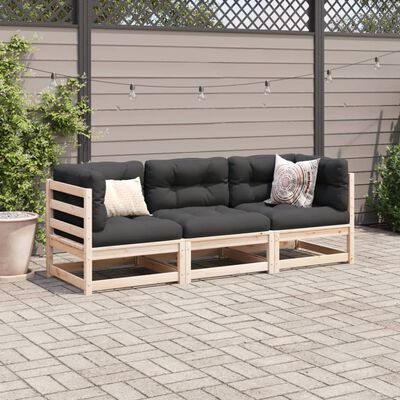 vidaXL 3 Piece Garden Sofa Set Solid Wood Pine