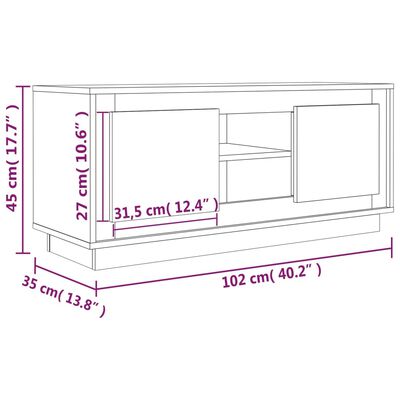 vidaXL TV Cabinet High Gloss White 102x35x45 cm Engineered Wood