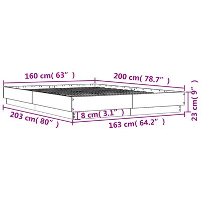 vidaXL Bed Frame without Mattress Smoked Oak 160x200 cm