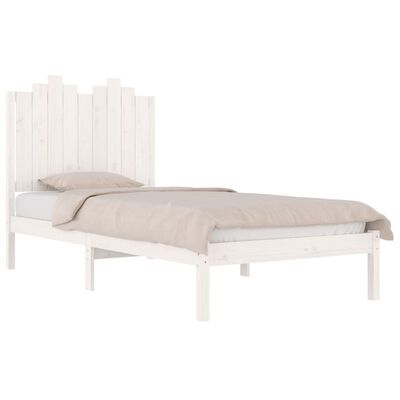 vidaXL Bed Frame without Mattress White Solid Wood Small Single