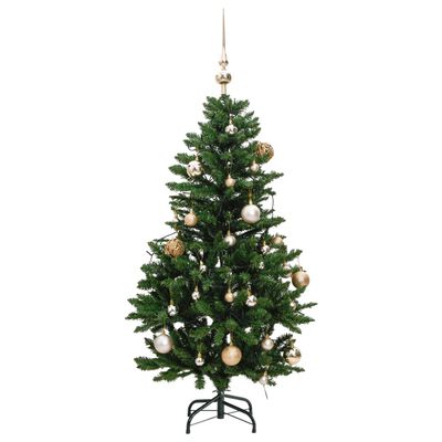 vidaXL Artificial Hinged Christmas Tree 150 LEDs & Ball Set 150 cm