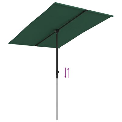 vidaXL Garden Parasol with Aluminium Pole 2x1.5 m Green