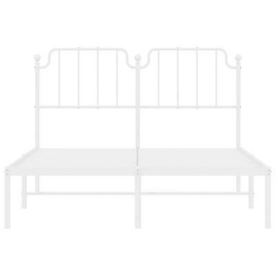 vidaXL Metal Bed Frame without Mattress with Headboard White 150x200 cm King Size