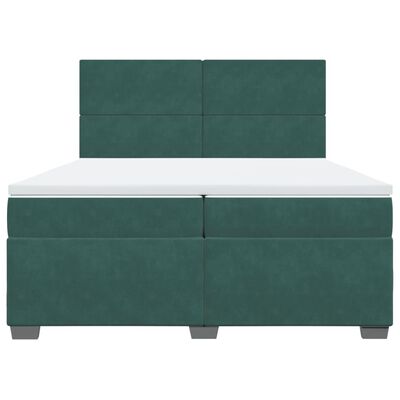 vidaXL Box Spring Bed with Mattress Dark Green 200x200 cm Velvet