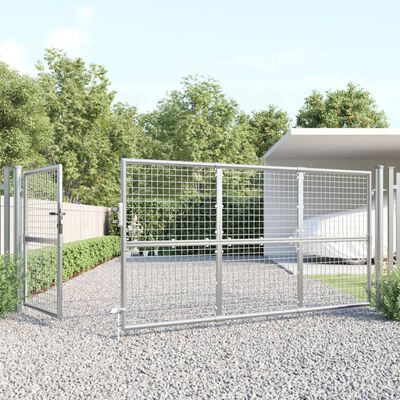 vidaXL Mesh Garden Gate Silver 350x175 cm Galvanised Steel