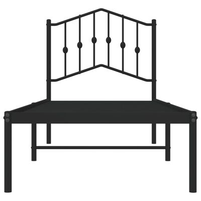 vidaXL Metal Bed Frame without Mattress with Headboard Black 75x190 cm Small Single