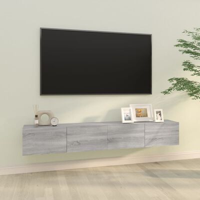 vidaXL Wall TV Cabinets 2 pcs Grey Sonoma 100x30x30 cm Engineered Wood