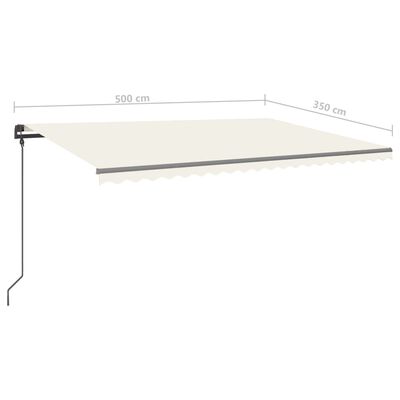 vidaXL Manual Retractable Awning with LED 5x3.5 m Cream