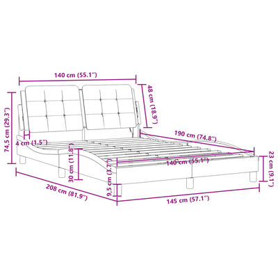 vidaXL Bed Frame without Mattress Black and White 140x190 cm Faux Leather