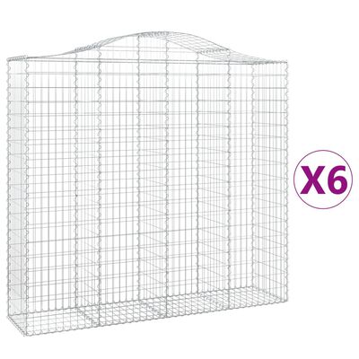 vidaXL Arched Gabion Baskets 6 pcs 200x50x180/200 cm Galvanised Iron