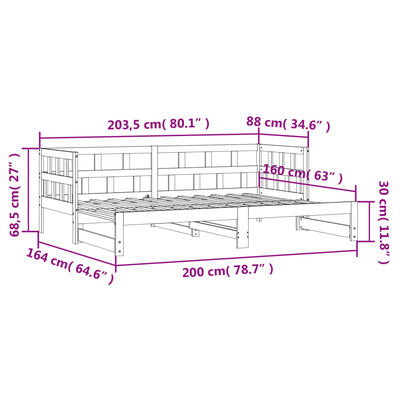 vidaXL Daybed with Trundle without Mattress 80x200 cm Solid Wood