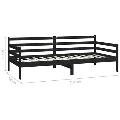 vidaXL Day Bed without Mattress Black Solid Wood Pine 90x200 cm