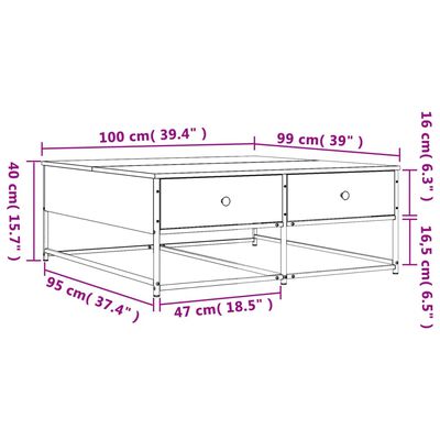 vidaXL Coffee Table Smoked Oak 100x99x40 cm Engineered Wood