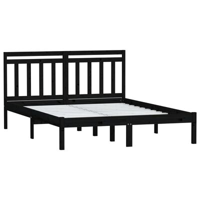 vidaXL Bed Frame without Mattress Black King Size Solid Wood