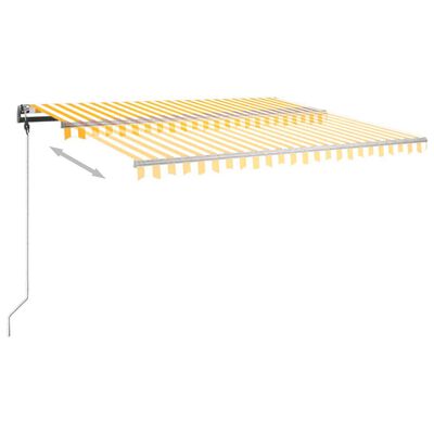 vidaXL Freestanding Manual Retractable Awning 400x300 cm Yellow/White