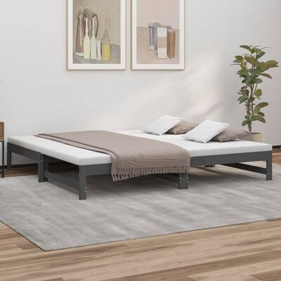 vidaXL Pull-out Day Bed without Mattress Grey 2x(100x200) cm