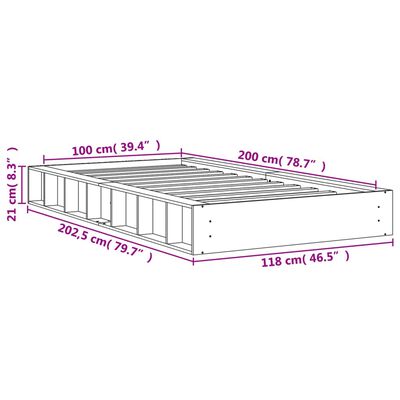 vidaXL Bed Frame without Mattress Wax Brown 100x200 cm Solid Wood Pine