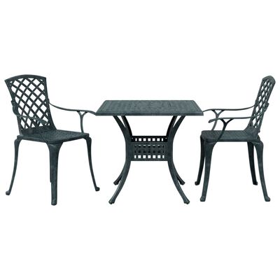 vidaXL 3 Piece Bistro Set Green Cast Aluminium