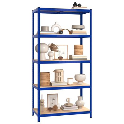 vidaXL 5-Layer Shelves 4 pcs Blue Steel&Engineered Wood