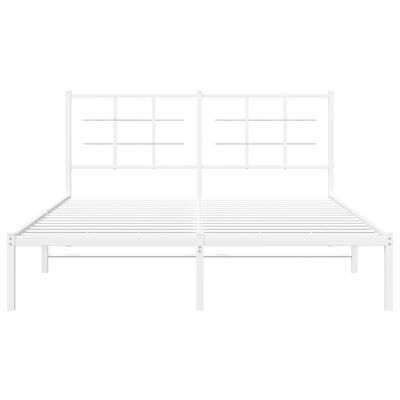 vidaXL Metal Bed Frame without Mattress with Headboard White 160x200 cm