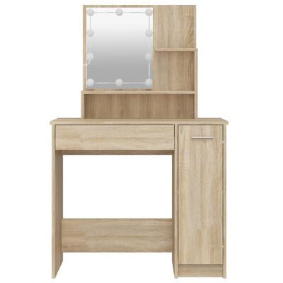 vidaXL Dressing Table with LED Sonoma Oak 86.5x35x136 cm