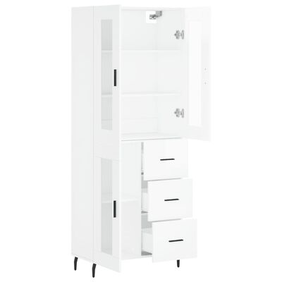 vidaXL Highboard High Gloss White 69.5x34x180 cm Engineered Wood