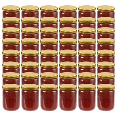 vidaXL Glass Jam Jars with Gold Lid 48 pcs 230 ml