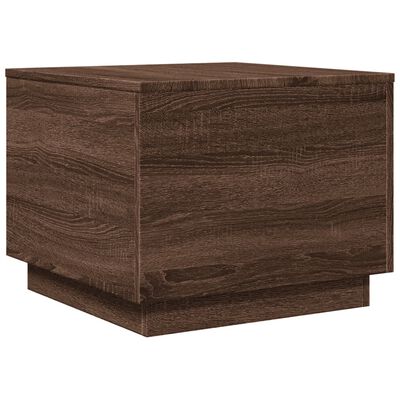 vidaXL Coffee Table with LED Lights Brown Oak 50x50x40 cm