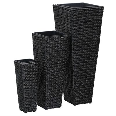 vidaXL Raised Beds 3 pcs Water Hyacinth Black