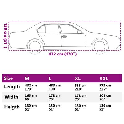 vidaXL Car Cover for Sedan with Buckle Straps Full Silver M