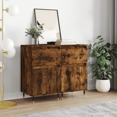 vidaXL Sideboards 2 pcs Smoked Oak 40x35x70 cm Engineered Wood