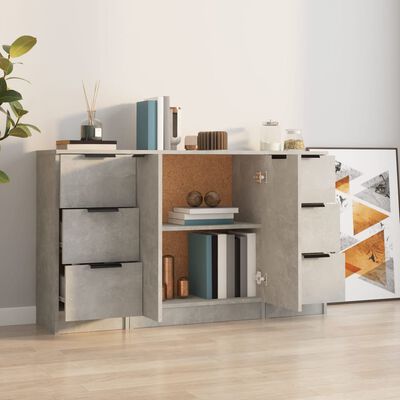 vidaXL Sideboards 3 pcs Concrete Grey Engineered Wood