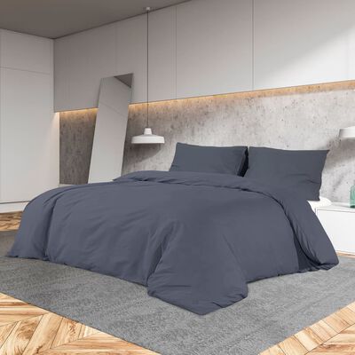 vidaXL Duvet Cover Set Anthracite 200x220 cm Light-weight Microfiber